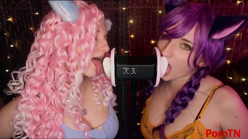 AftynRose ASMR - Twin Kittens intense ahegao ear eating - Fullthot