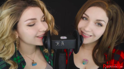 KittyKlaw ASMR - Patreon ASMR TWIN Ear LICKING - Mouth Sound